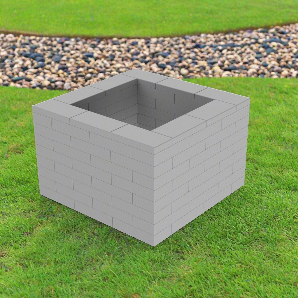 Graues Kunststoffstein-Pflanzkasten-Set 3 x 3 x 8