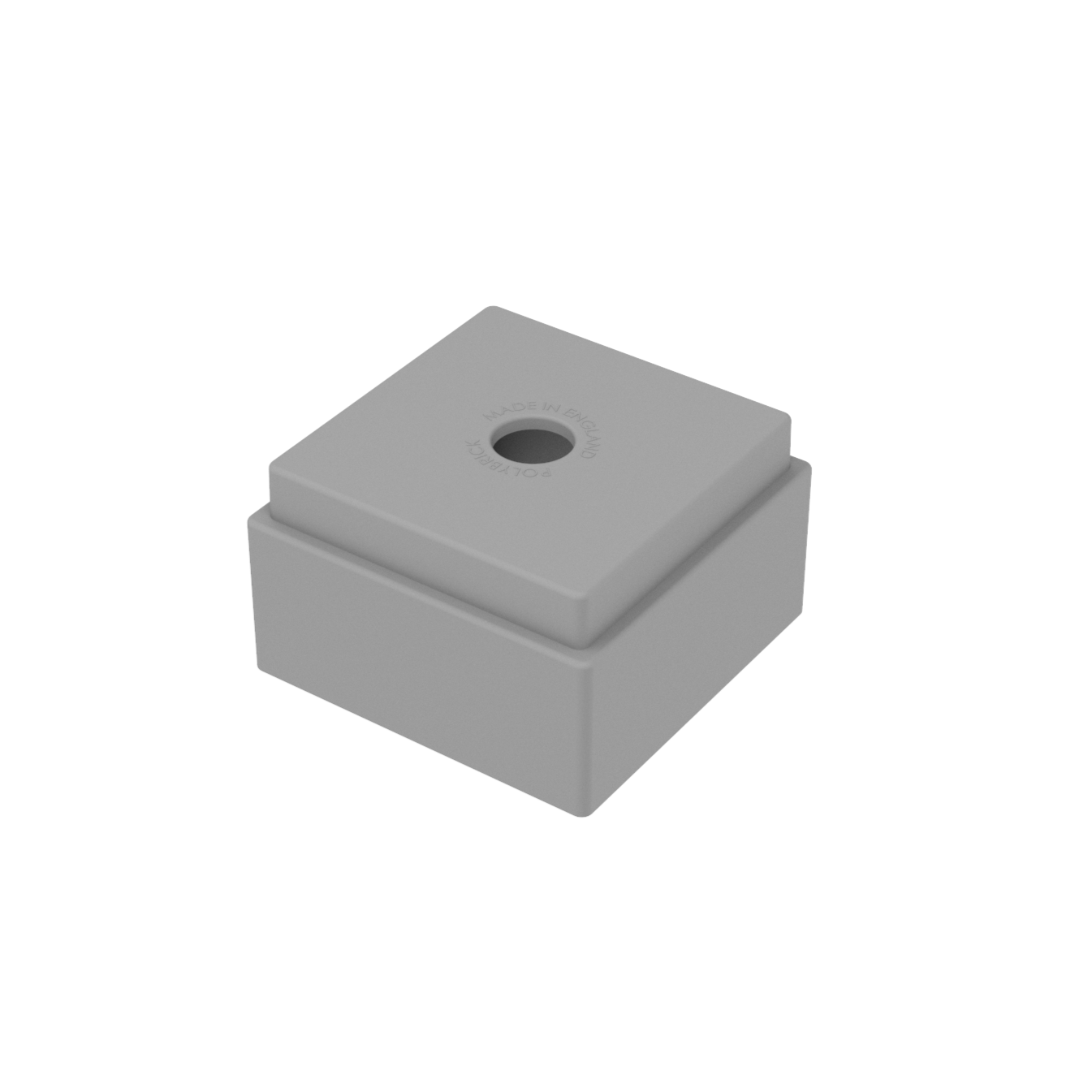 Einzelner grauer PolyBrick Kunststoff-Baustein.