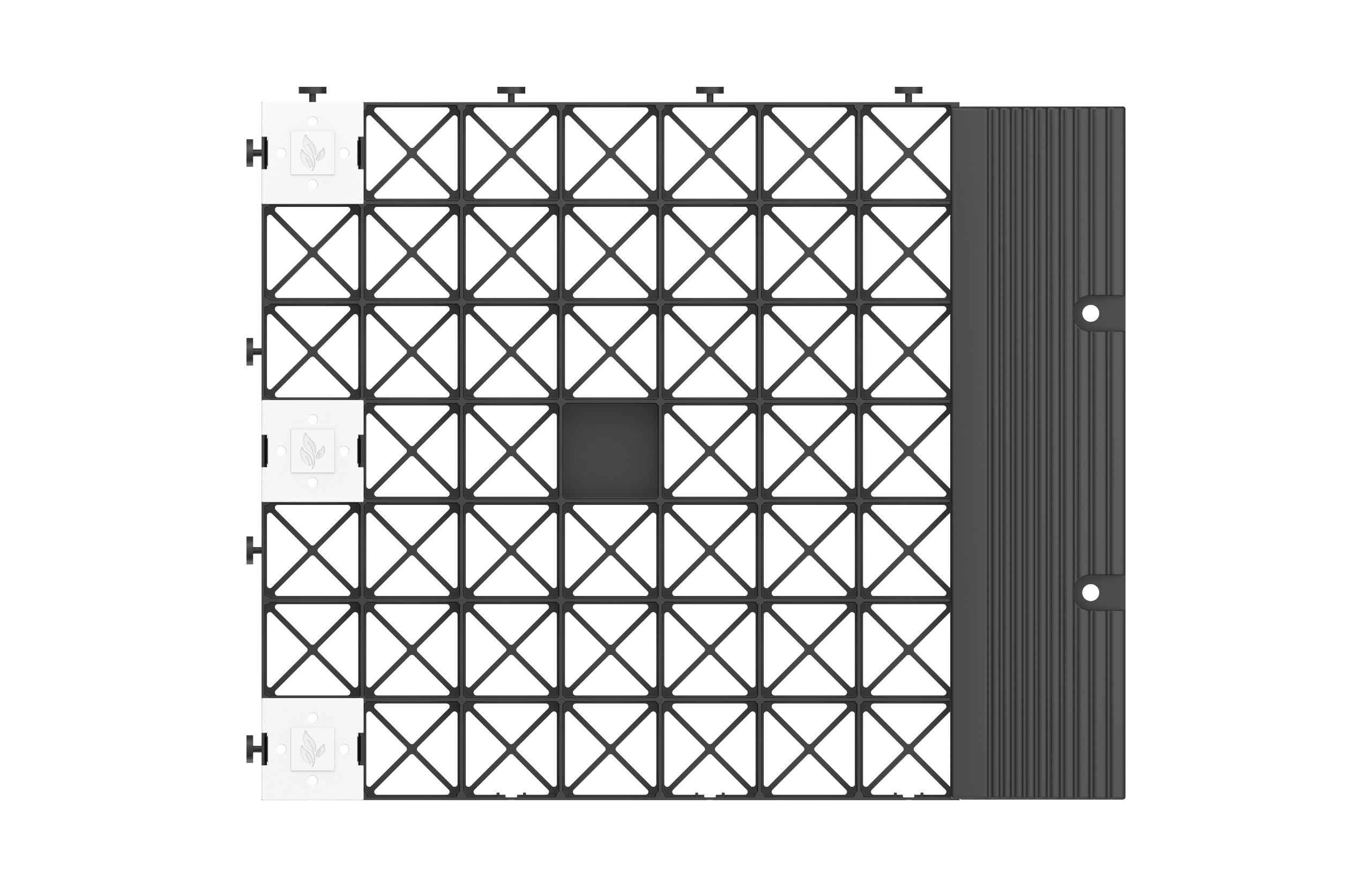 Montage von IBRAN-B Parkplatzkennzeichnungen, eingesteckt in IBRAN-X Kiesgitter und verbunden mit IBRAN-V Kiesgitterrampen
