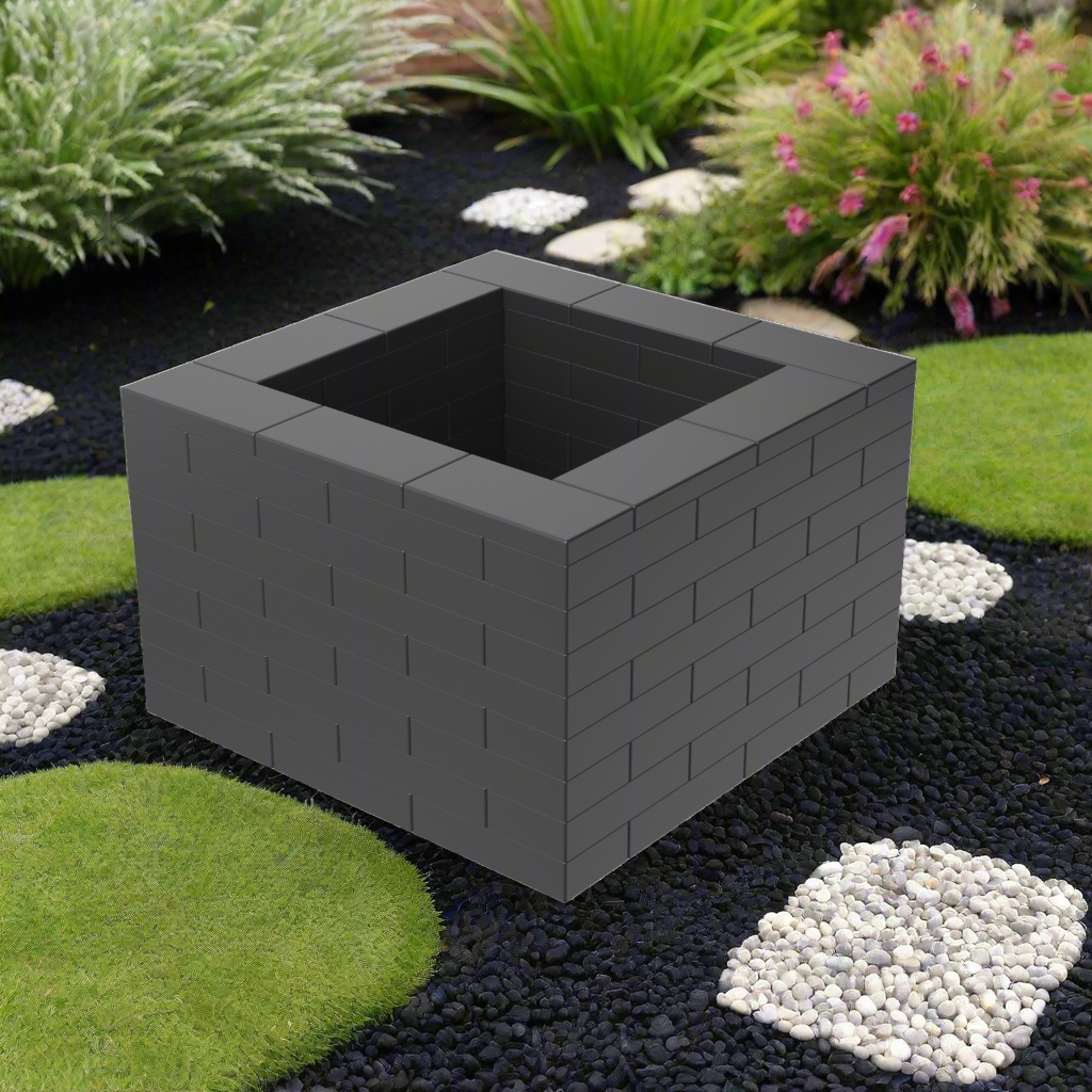 Schwarzes Kunststoffstein-Pflanzkasten-Set 3 x 3 x 8